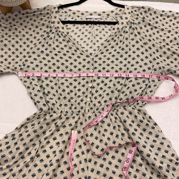 Miou Muse Anthropologie V Neck Button Up sz S EUC Short Sleeve Romper Modest - Picture 12 of 16
